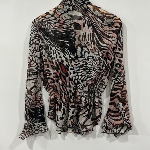 Bisou Bisou black/pink printed blouse size small - Picture 5 of 6